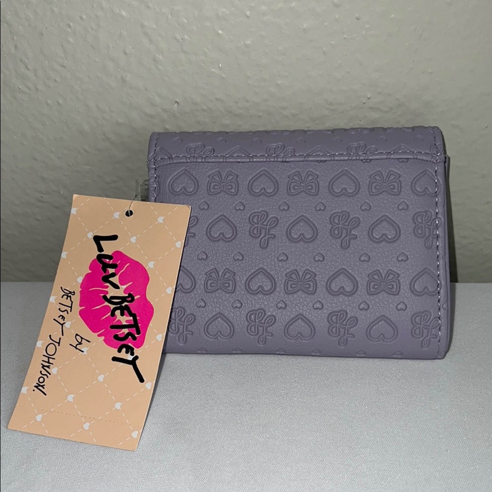 Betsey Johnson Lavender Wallet with Heart and Bows Design - Picture 2 of 7